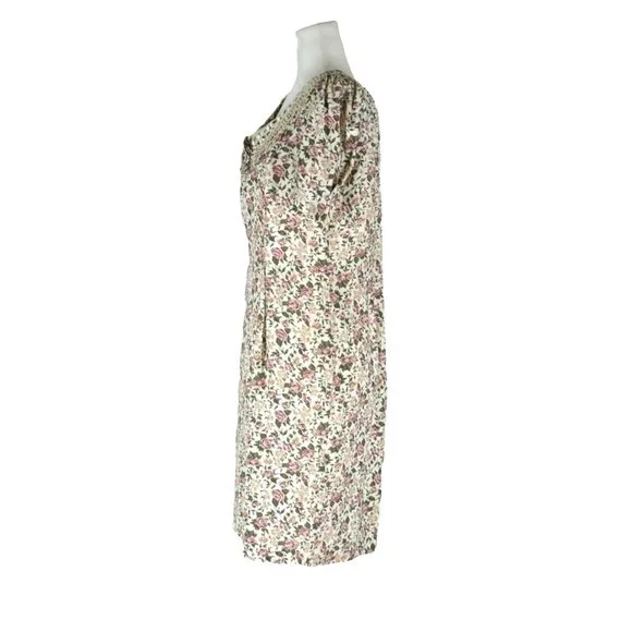 Vintage Paquette Too! Floral Dress with Rosette and Lace Collar Garden Cottage T - Picture 5 of 14